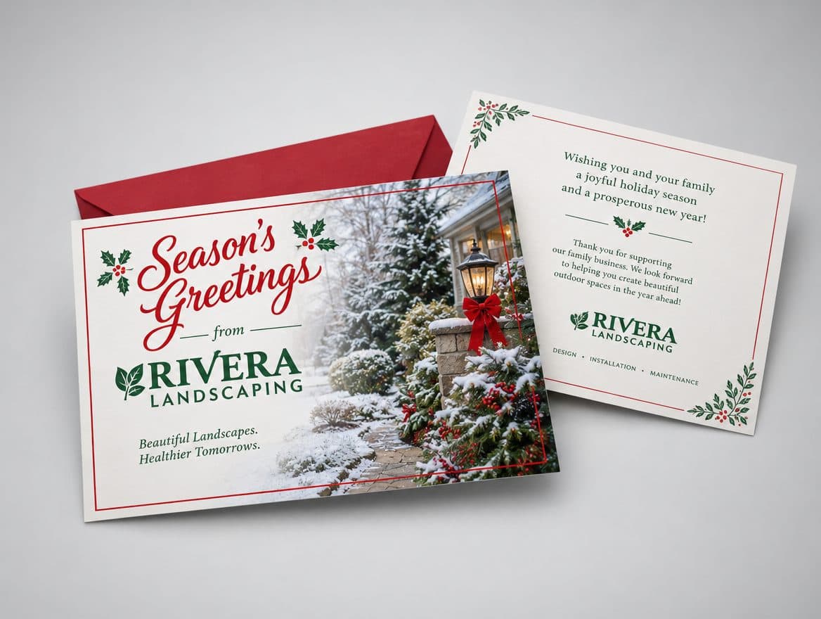 Holiday greeting cards for a landscaping company