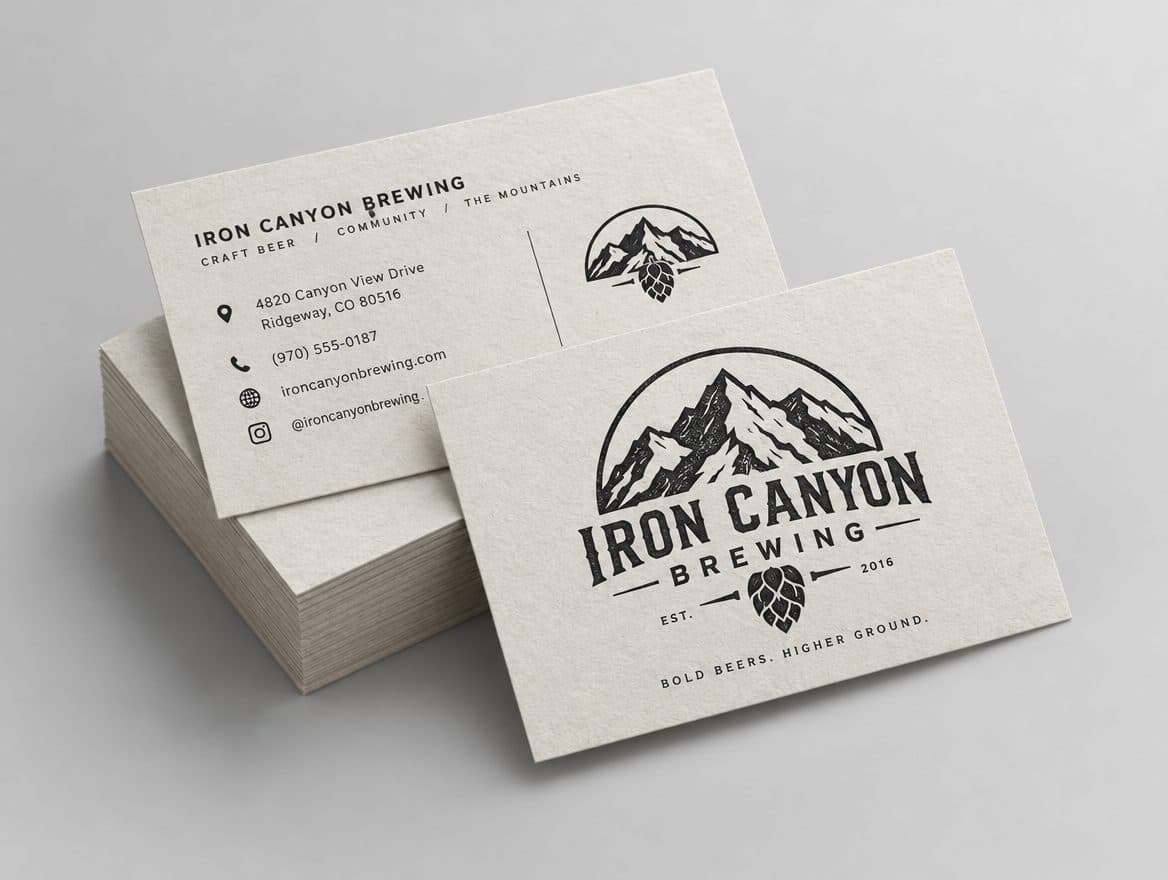 Uncoated business cards for a craft brewery