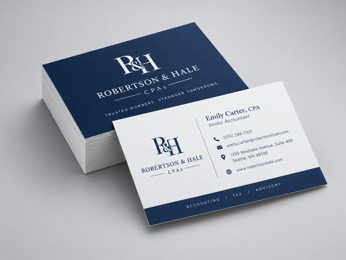 Business cards for an accounting firm