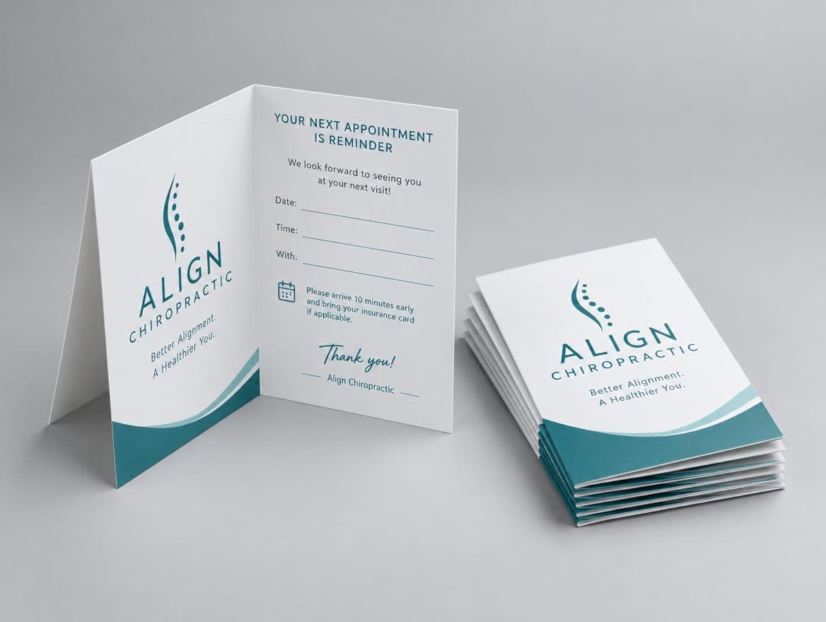 Fold over appointment cards for a chiropractic clinic