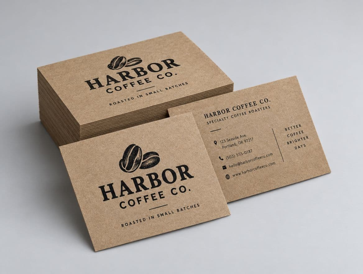 Brown kraft business cards for a coffee roaster