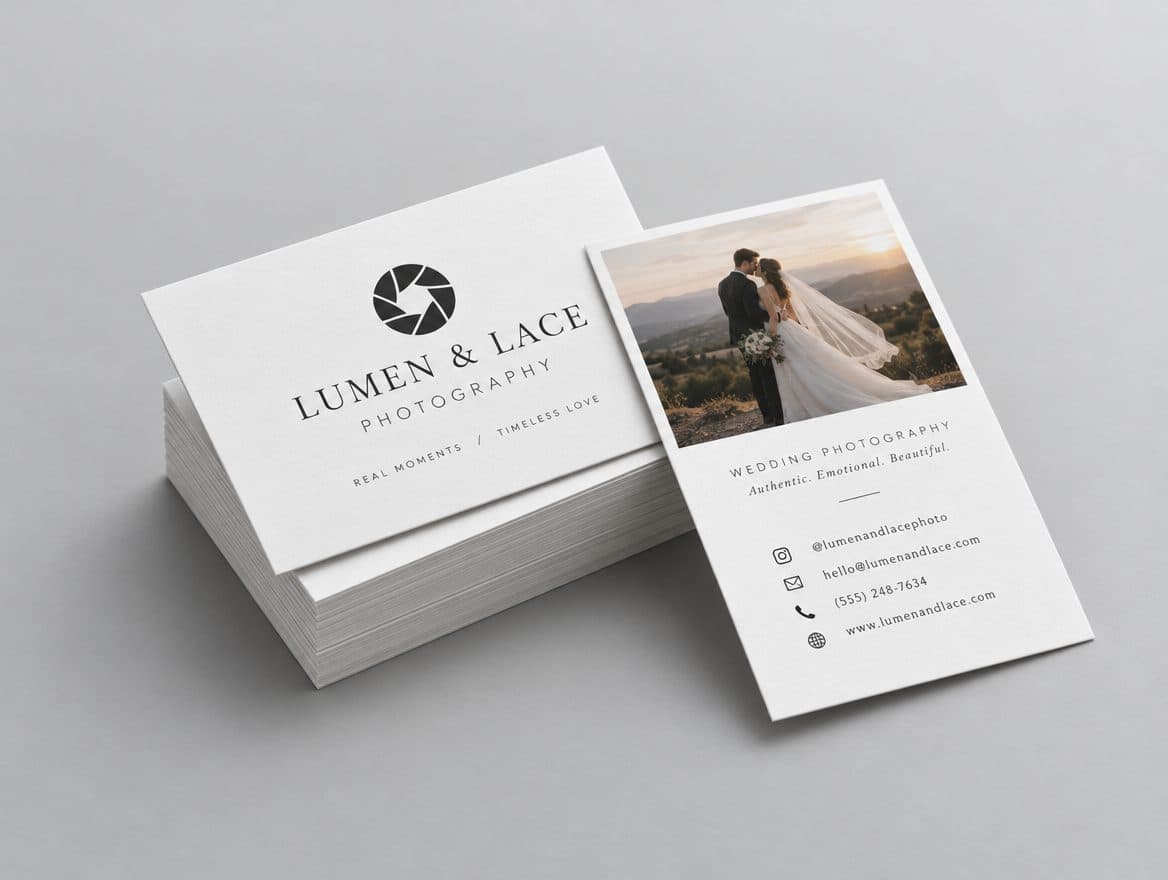 Business cards for a wedding photographer