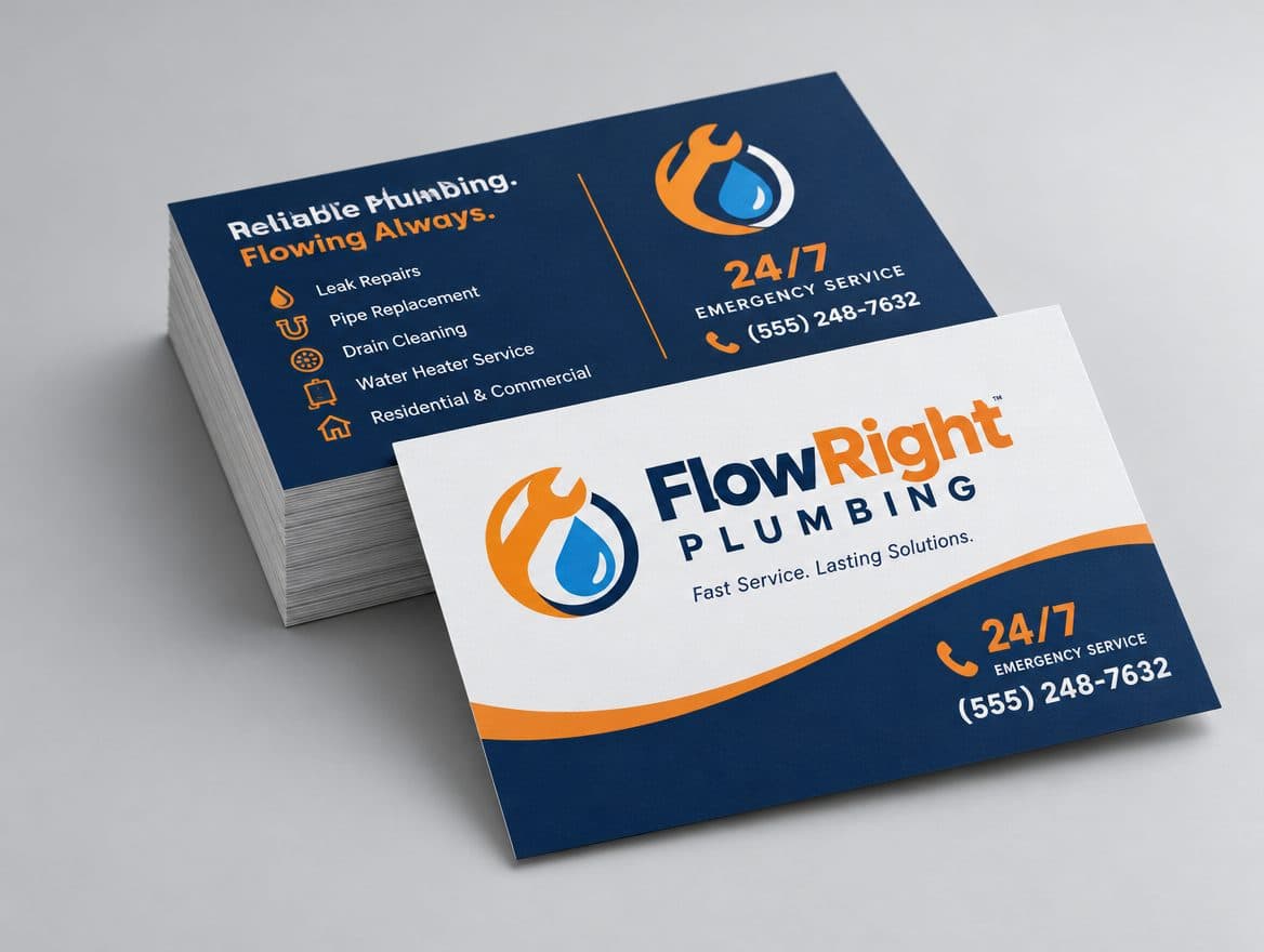 Business cards for a plumbing company