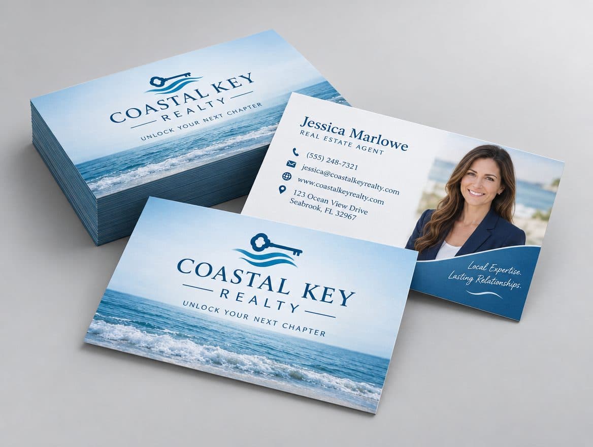 Silk laminated business cards for a real estate agent