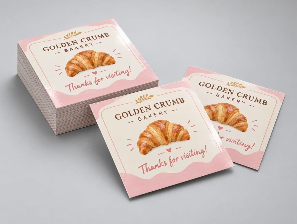 Square cards for a bakery