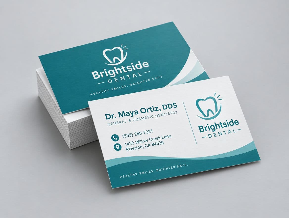 Standard business cards for a dental office