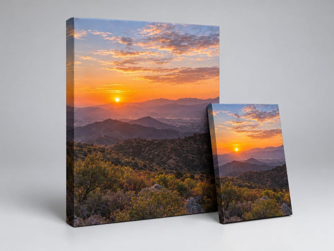 A gallery wrapped canvas print hanging in an office lobby