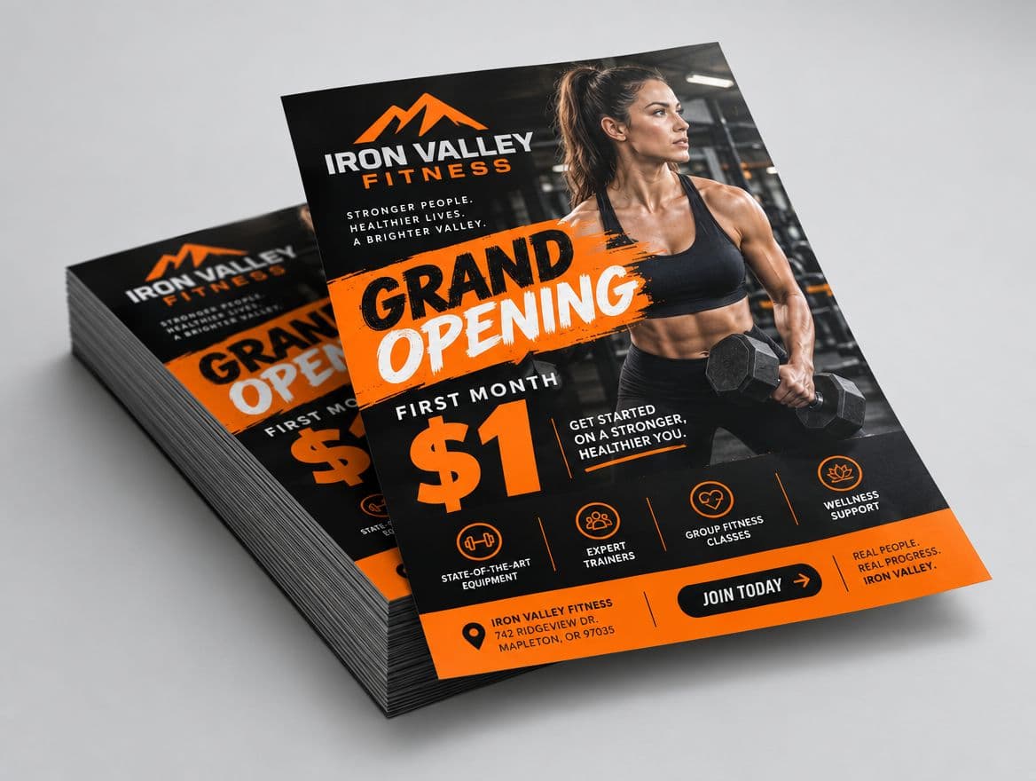 Grand opening flyers for a gym
