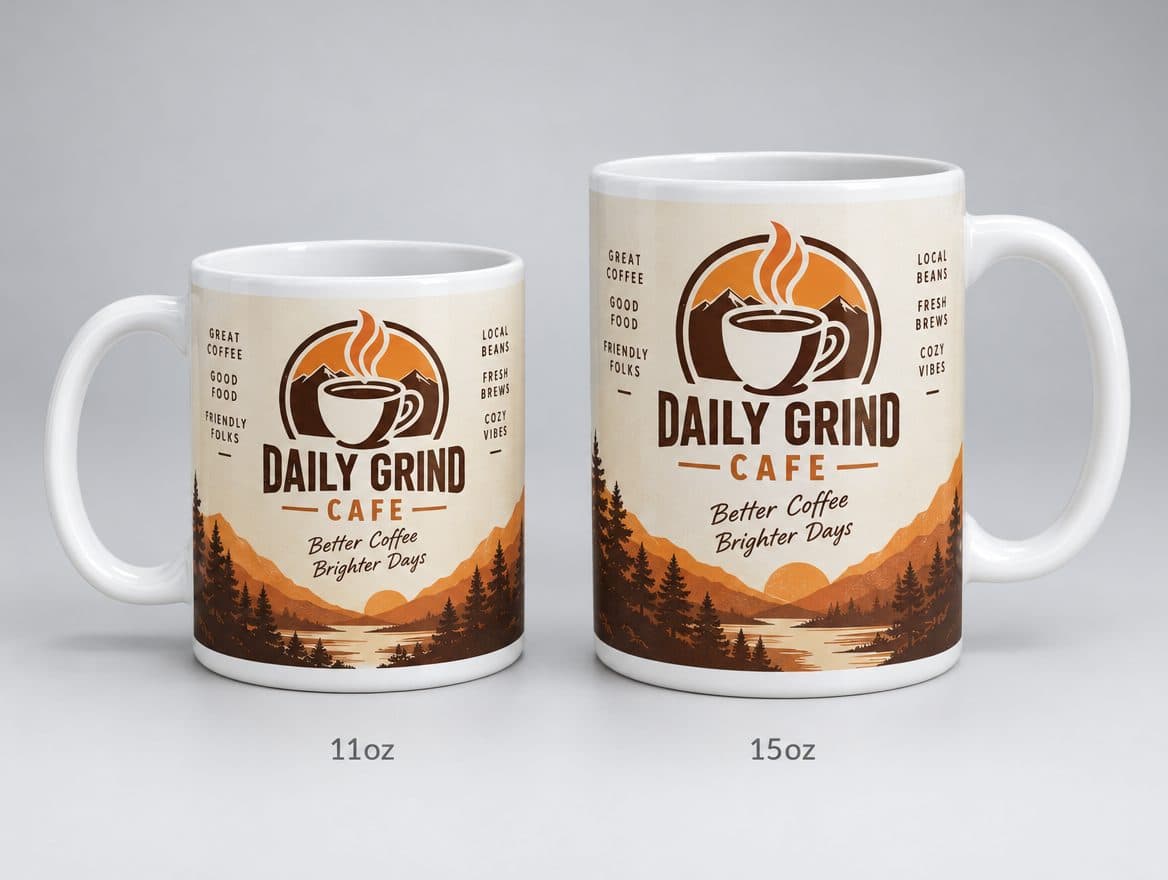 Printed coffee mugs for a cafe