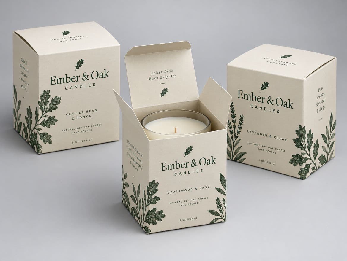 Printed product boxes for a candle company