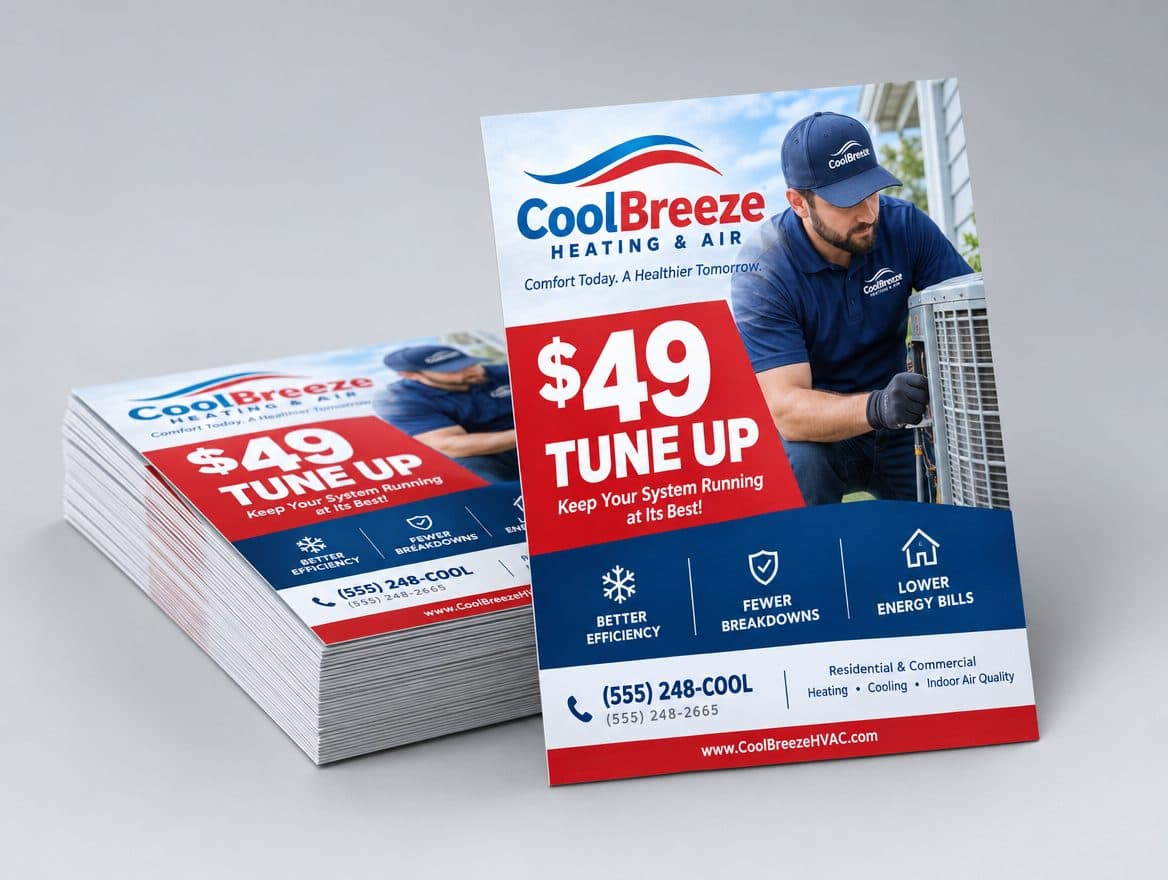 Tune up special postcards for a heating and air company