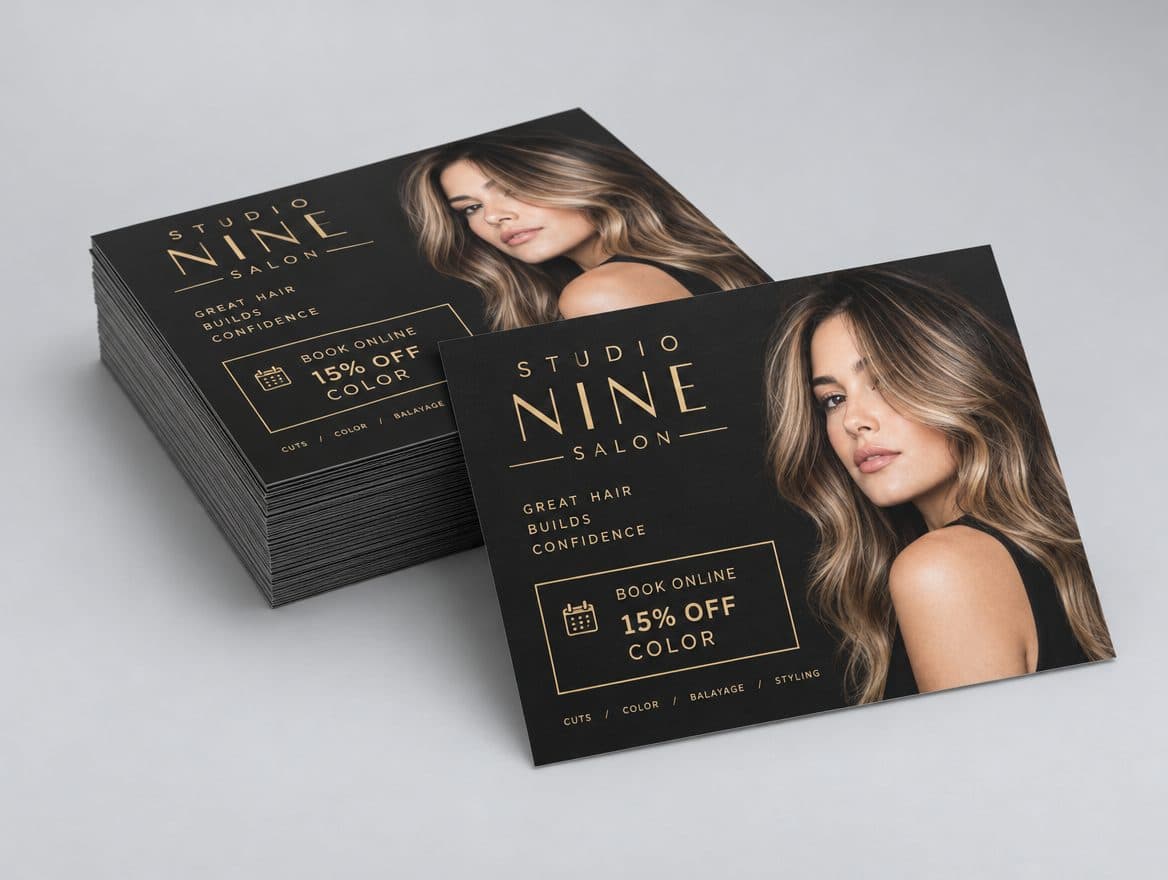 Matte postcards for a hair salon