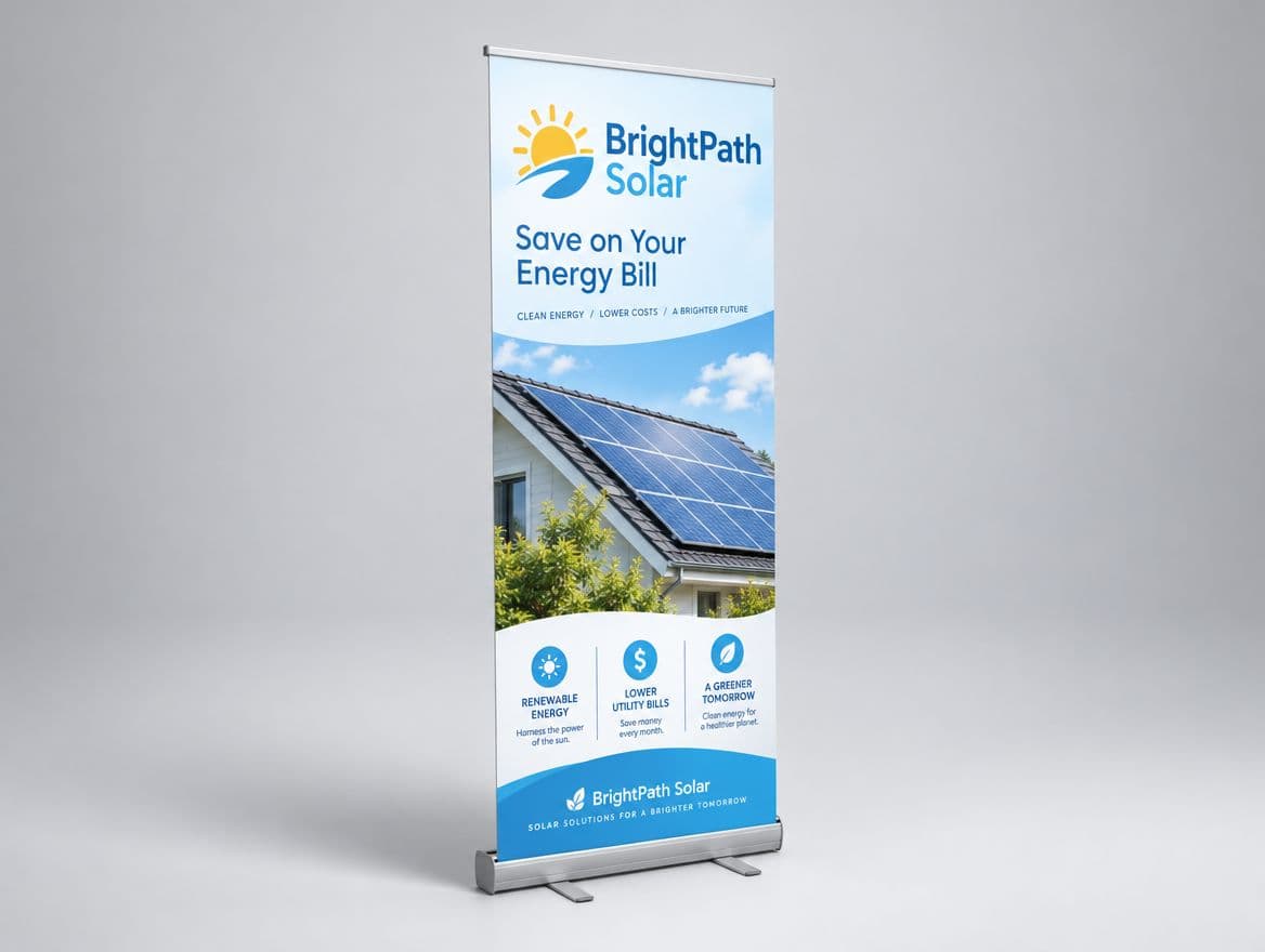 A retractable banner stand at a trade show booth