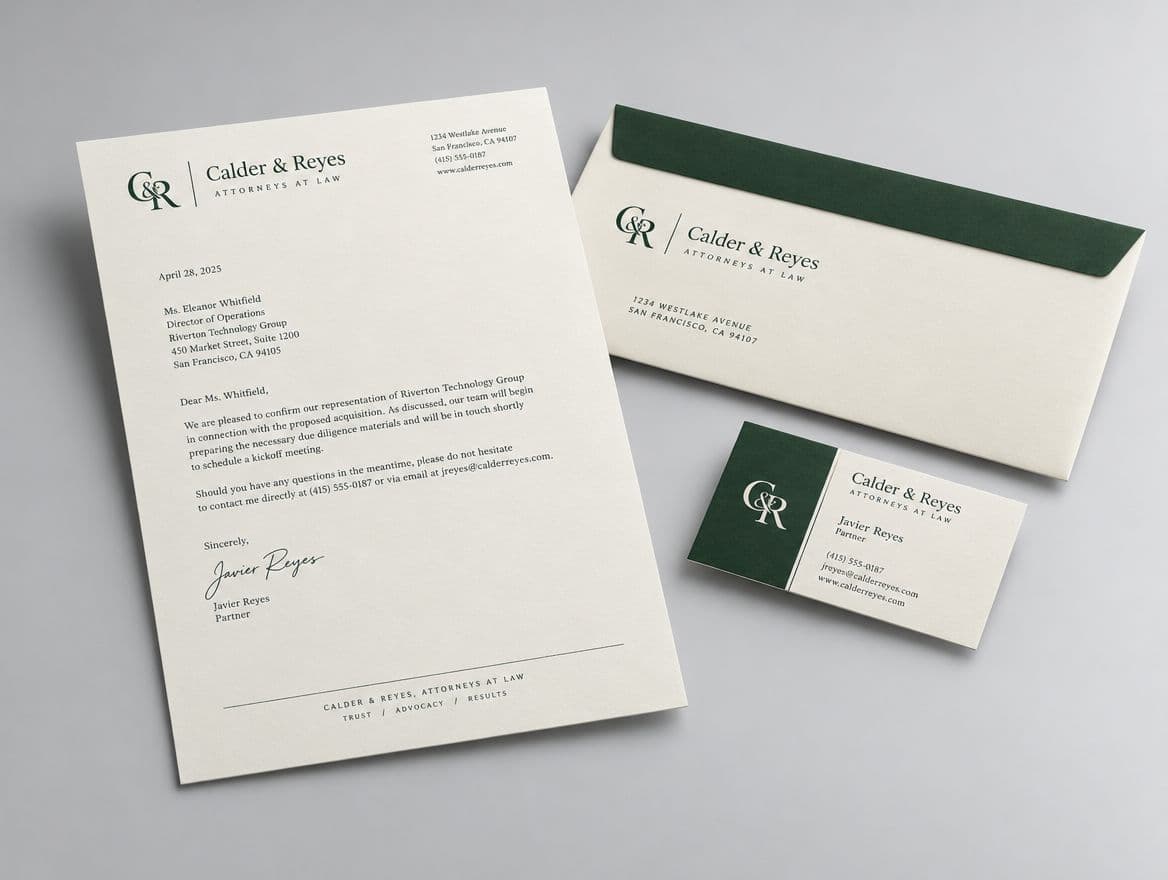 Letterhead and matching envelopes for a law office