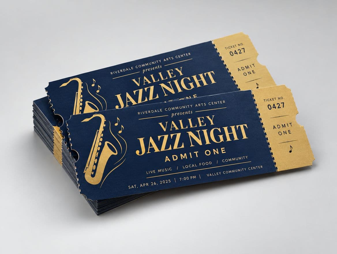 Numbered event tickets with perforated stubs