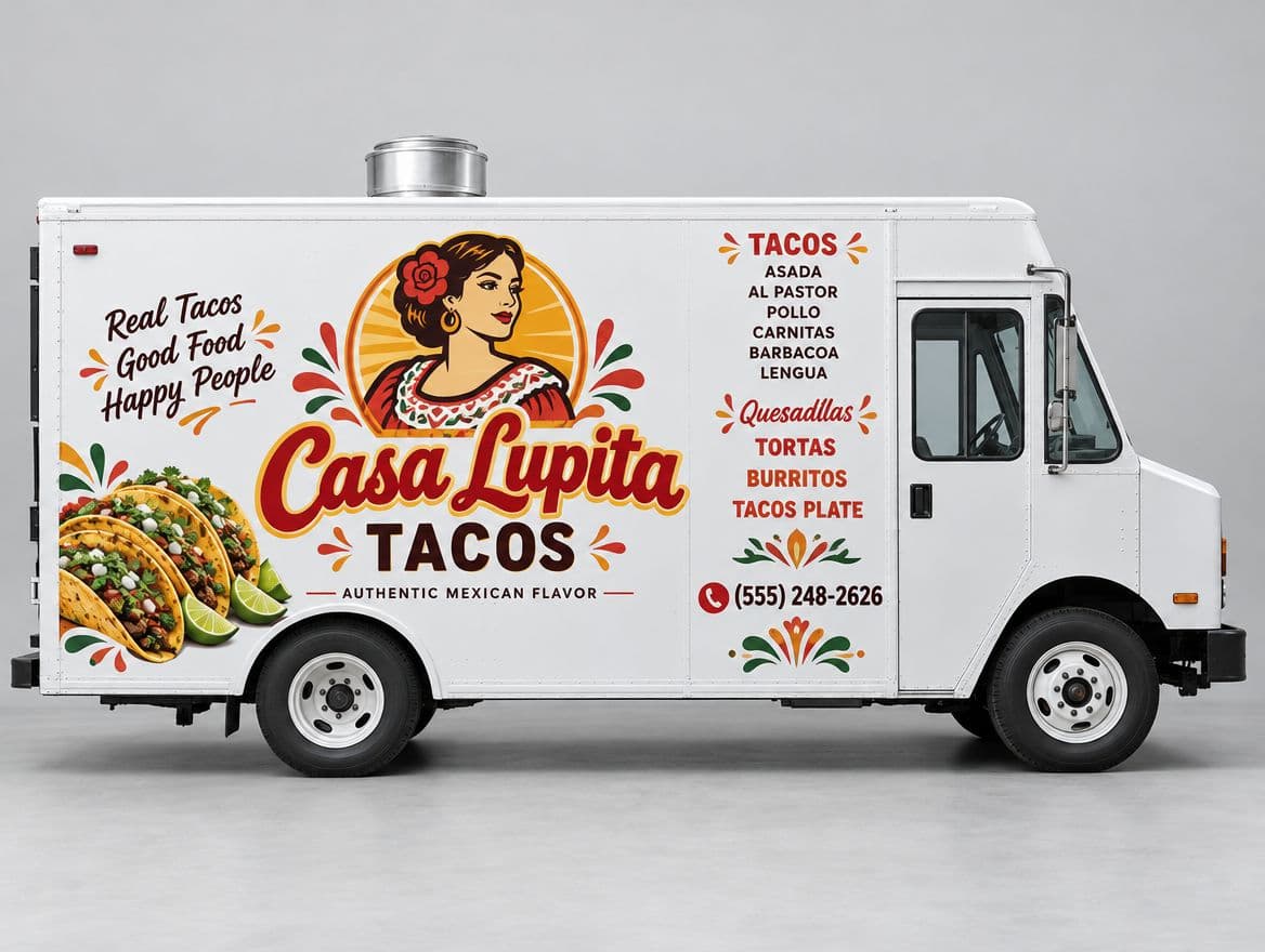 A vinyl decal on a food truck